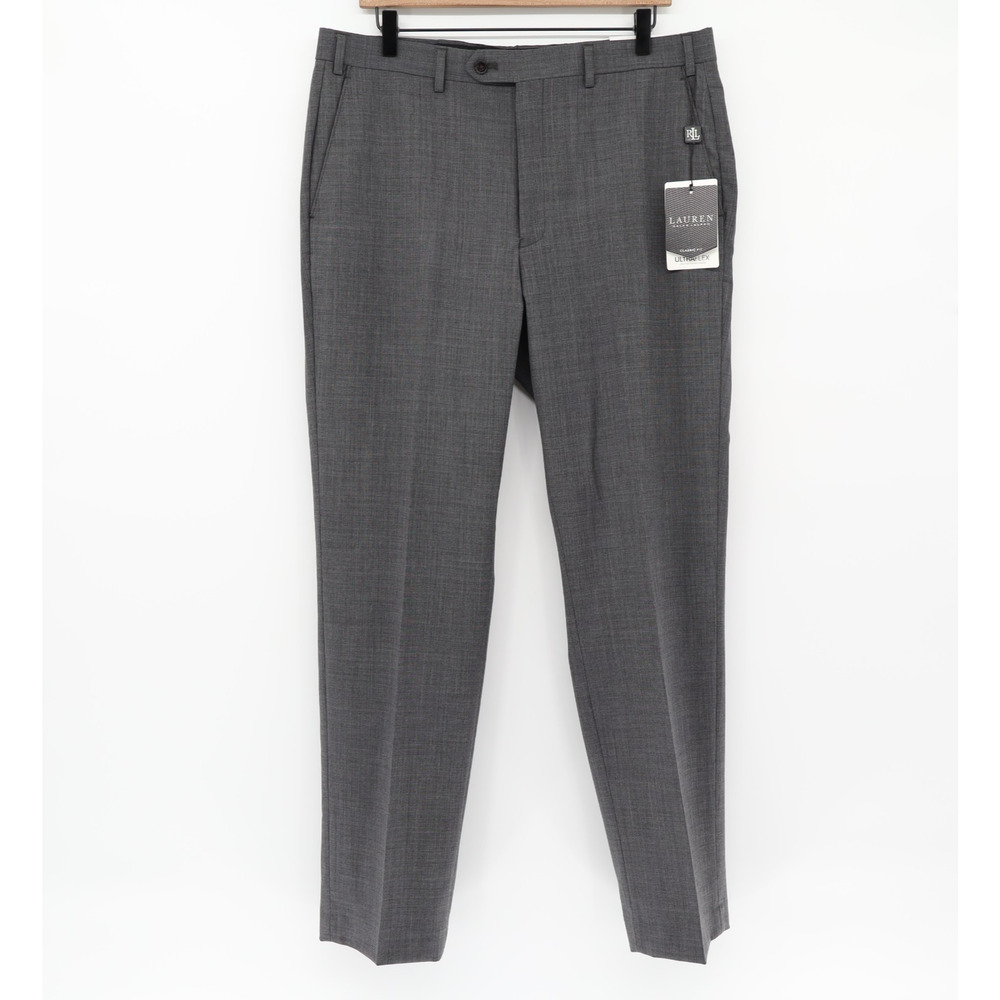 Lauren Ralph Lauren Ultra Flex Grey Wool Pant Separate Sz 36X32 NEW